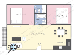 2ベッドルーム 100〜150㎡ レイアウト画像