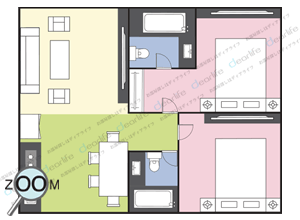 2ベッドルーム 66〜80㎡ レイアウト画像