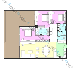 MUU Bangkok Hotel（ムー バンコク ホテル） 3ベッドルーム 180㎡ レイアウト画像