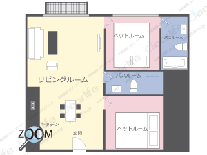 Antique Palace（アンティーク パレス） 2ベッドルーム 85㎡ レイアウト画像