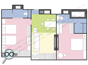 Arcadia Suites Bangkok（アルカディア スイート バンコク） 2ベッドルーム 66㎡ レイアウト画像