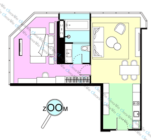Ascott Embassy Sathorn Bangkok（アスコット エンバシー サトーン バンコク） 1ベッドルーム 65㎡ レイアウト画像