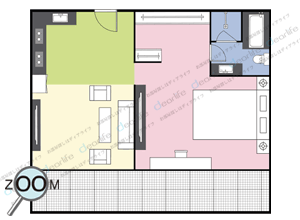 Baan Sukhumvit 14（バーン スクンビット 14） 1ベッドルーム 54〜57㎡ レイアウト画像