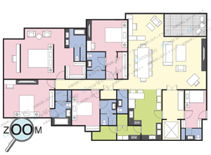 Belgravia Residence（ベルグラビア レジデンス） 4ベッドルーム 295㎡ レイアウト画像