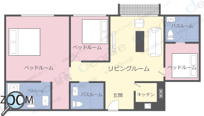 3ベッドルーム 250〜260㎡ レイアウト画像