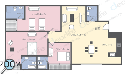 3ベッドルーム 300㎡ レイアウト画像