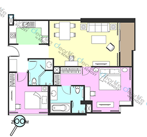Capital Residence（キャピタル レジデンス） 2ベッドルーム 93㎡ レイアウト画像