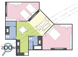 Chatrium Residence Bangkok Sathorn（チャトリウム レジデンス バンコク サトーン） 2ベッドルーム 140㎡ レイアウト画像