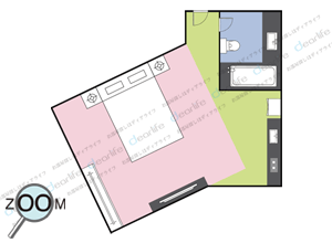 Chatrium Residence Bangkok Sathorn（チャトリウム レジデンス バンコク サトーン） スタジオ 45㎡ レイアウト画像