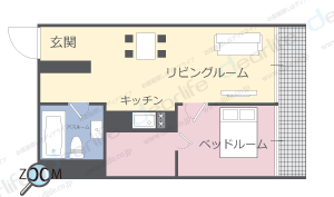 Citi Resort 49（シティ リゾート 49） 1ベッドルーム 74㎡ レイアウト画像