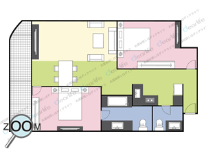 Citi Resort 49（シティ リゾート 49） 2ベッドルーム 110〜120㎡ レイアウト画像