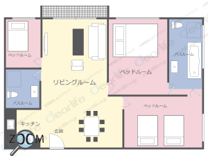 3ベッドルーム 108〜167㎡ レイアウト画像