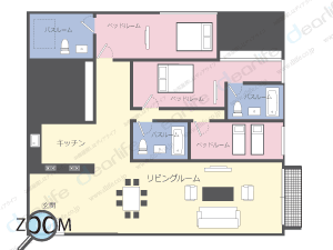 2ベッドルーム 118〜122㎡ レイアウト画像