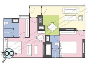 Fraser Suites Sukhumvit（フレイザー スイート スクンビット） 2ベッドルーム 95〜125㎡ レイアウト画像