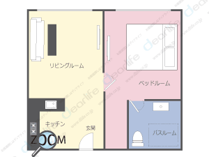 1ベッドルーム 40〜56㎡ レイアウト画像