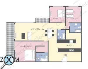 3ベッドルーム 144〜156㎡ レイアウト画像