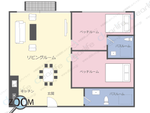 Grand Park View Asoke（グランド パーク ビュー アソーク） 2ベッドルーム 78㎡ レイアウト画像