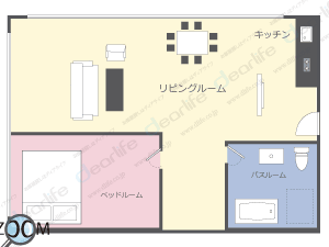 Grande Centre Point Sukhumvit Terminal 21（グランデ センターポイント スクンビット ターミナル 21） 1ベッドルーム 65〜70㎡ レイアウト画像