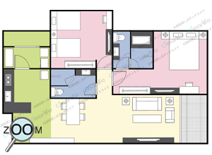 2ベッドルーム 120㎡ レイアウト画像