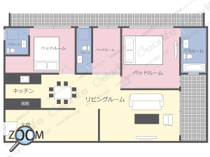 3ベッドルーム 220㎡ レイアウト画像