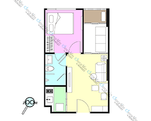 Hampton Residence Phayathai (Apartment)（ハンプトン レジデンス パヤタイ） 1ベッドルーム 24〜33㎡ レイアウト画像