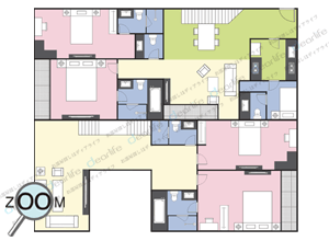 Harmony Living（ハーモニー リビング） 4ベッドルーム 229㎡ レイアウト画像