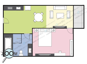 Hope Land Executive Serviced Apartment  Sukhumvit 24（ホープランド エグゼクティブ サービス アパートメント スクンビット 24） 1ベッドルーム 50〜65㎡ レイアウト画像