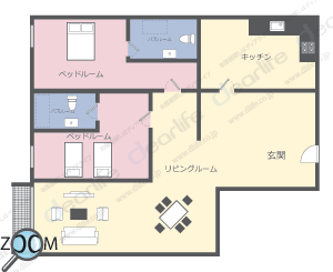 2ベッドルーム 120〜170㎡ レイアウト画像