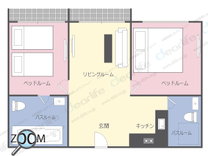 2ベッドルーム 108㎡ レイアウト画像