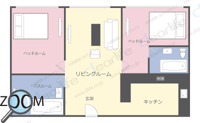 2ベッドルーム 85㎡ レイアウト画像