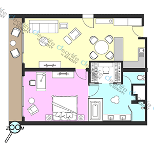 Kempinski Residence Bangkok（ケンピンスキー レジデンス バンコク） 1ベッドルーム 91㎡ レイアウト画像