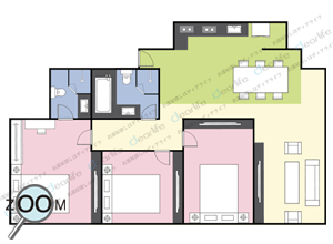 3ベッドルーム 260〜498㎡ レイアウト画像