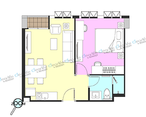 Leon Lasalle Hotel & Residences（レオン ラサール ホテル & レジデンス） 1ベッドルーム 50㎡ レイアウト画像