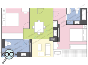 Lohas Residences Sukhumvit（ロハス レジデンス スクンビット） 2ベッドルーム 85㎡ レイアウト画像