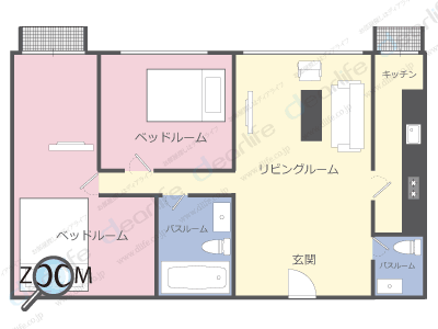Lumpini Suite Sukhumvit 41（ルンピニ スイート スクンビット 41） 2ベッドルーム 62〜73㎡ レイアウト画像