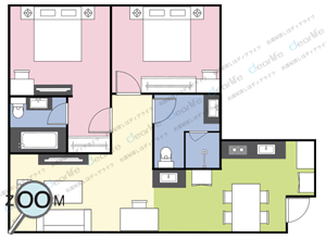 2ベッドルーム 100㎡ レイアウト画像