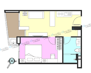 Maitria Residence Rama 9（マイトリア レジデンス ラマ9） 1ベッドルーム 48㎡ レイアウト画像