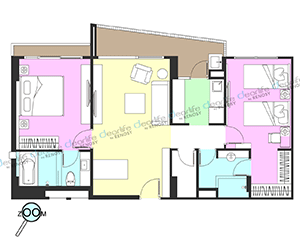 Maitria Residence Rama 9（マイトリア レジデンス ラマ9） 2ベッドルーム 100〜105㎡ レイアウト画像