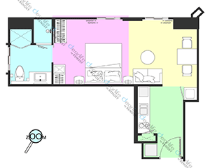 Marriott Executive Apartments Bangkok Sukhumvit 101（マリオット エグゼクティブ アパートメント スクンビット 101） スタジオ 35㎡ レイアウト画像