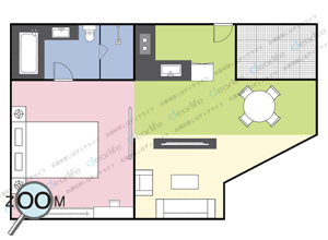 Marriott Executive Apartments Bangkok Sukhumvit Thonglor（マリオット エグゼクティブ アパートメント スクンビット トンロー） 1ベッドルーム 52〜59㎡ レイアウト画像