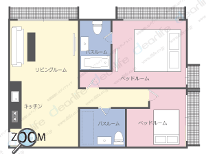 2ベッドルーム 67〜78㎡ レイアウト画像