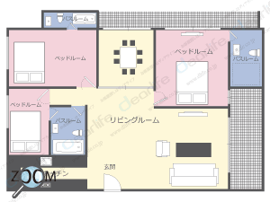 3ベッドルーム 315〜350㎡ レイアウト画像