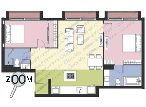 P Residence（P レジデンス） 2ベッドルーム 119㎡ レイアウト画像