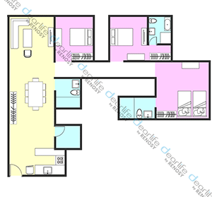 Piya Apartment（ピヤ アパートメント） 3ベッドルーム 141㎡ レイアウト画像