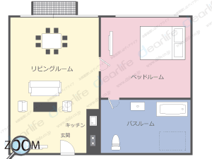 1ベッドルーム 40〜61㎡ レイアウト画像