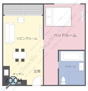 1ベッドルーム 49〜63㎡ レイアウト画像