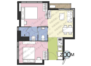 Rhythm Asoke（リズム アソーク） 2ベッドルーム 41㎡ レイアウト画像