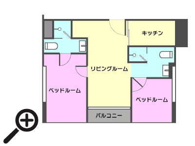 2ベッドルーム 58〜80㎡ レイアウト画像