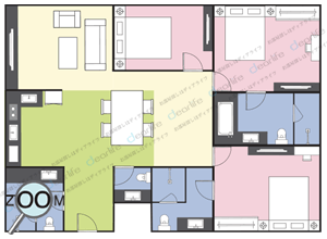 3ベッドルーム 140〜260㎡ レイアウト画像