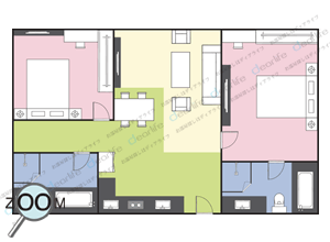 S1 Executive Residence（S1 エグゼクティブ レジデンス） 2ベッドルーム 80㎡ レイアウト画像